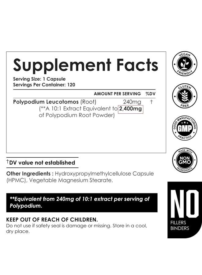 AMALTH Polypodium Leucotomos Extract 240 mg –Supports Natural Healthy Skin -Antioxidant Supplements -120 Capsules (Gluten Free & Non-GMO) - Image 4