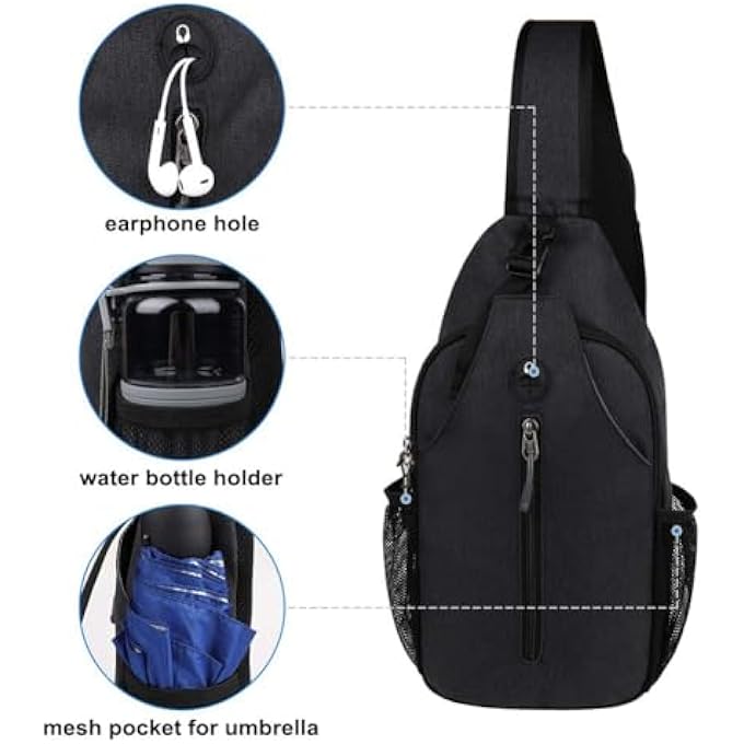 rayihni Sling Backpack CrossBody Sling Bags Multipurpose Crossbody Shoulder Bag Travel Hiking Daypack Chest Bag Casual Satchel for Men WomenTravel Gym Sport Hiking with USB Charger Port - Image 5