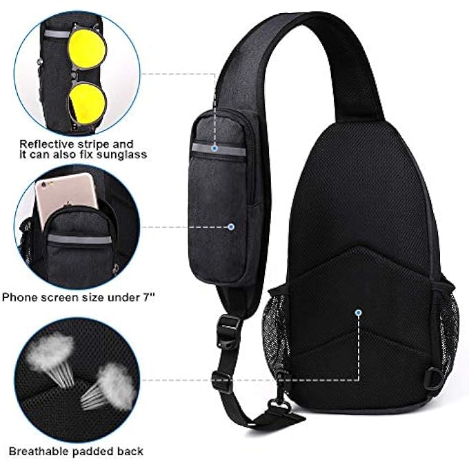 rayihni Sling Backpack CrossBody Sling Bags Multipurpose Crossbody Shoulder Bag Travel Hiking Daypack Chest Bag Casual Satchel for Men WomenTravel Gym Sport Hiking with USB Charger Port - Image 4