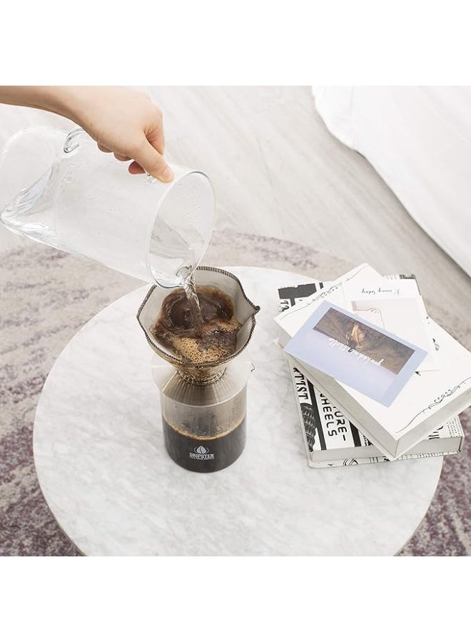 فلتر دائم قابل للطي لسكب القهوة مصنوع من شبكة دقيقة الستانلس ستيل.من دريب يدوي + عدد القطع: 1 فولاذ المقاوم للصدأ تنقيط بالتنقيط - Image 3