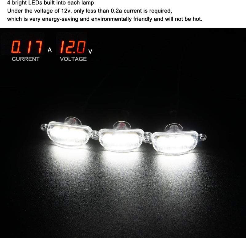 Boigoo Front Grilles Marker Lights 3PCS 4LED Compatible with Dodge Ram 1500 2013-2018 & Ford F-150 Raptor 2004-2019, Decorative Cars Grid Grilles (White - White Lens) - Image 3