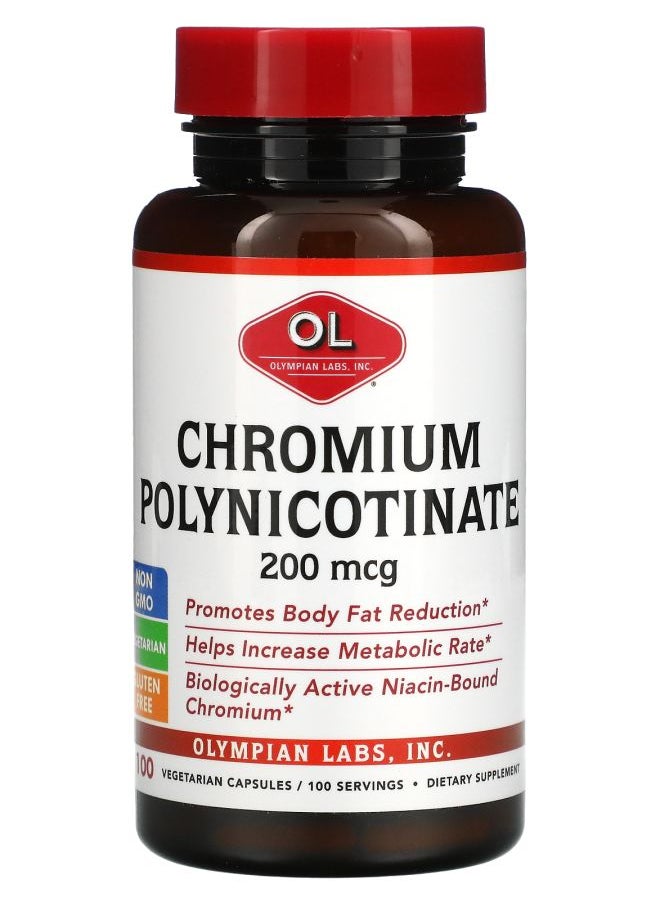 Olympian Labs Chromium Polynicotinate 200 mcg 100 Vegetarian Capsules 