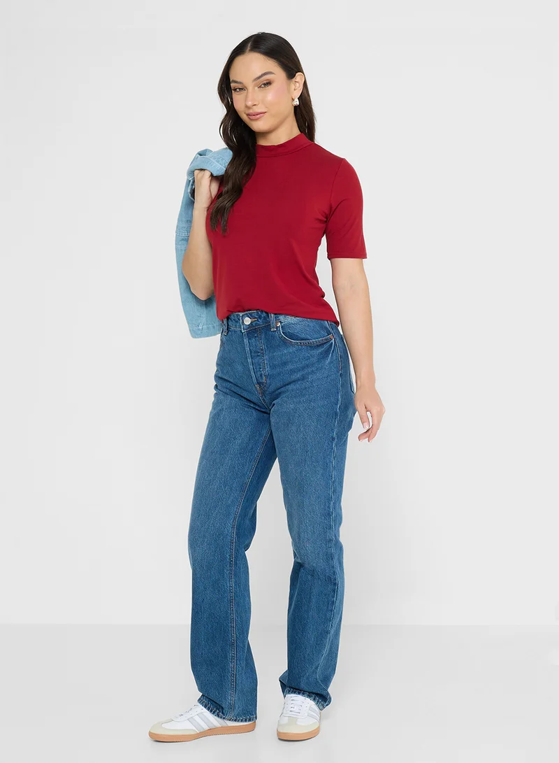 جينجر بيسيكس Cotton High Neck T-shirt