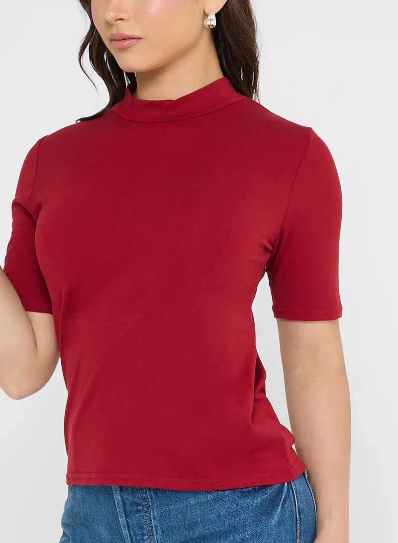 جينجر بيسيكس Cotton High Neck T-shirt