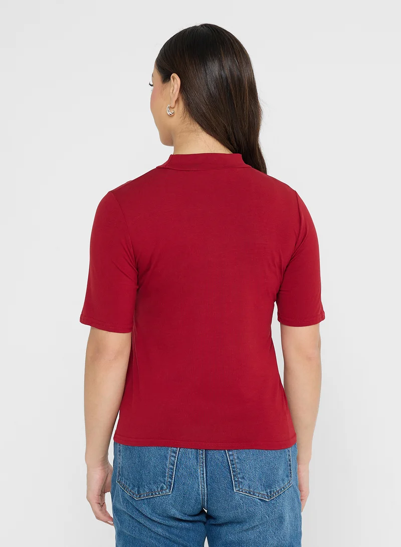جينجر بيسيكس Cotton High Neck T-shirt