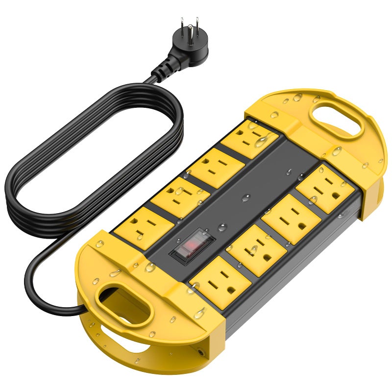 CCCEI Outdoor Power Strip Weatherproof with 8 Plug, Waterproof Extension Cord with Multiple Outlets, Christmas Exterior Garden Yard Surge Protector 6FT. - Image 1