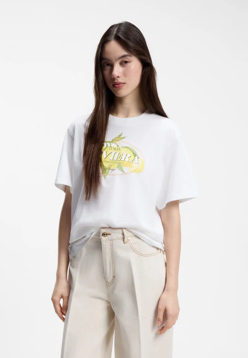 Cotton-jersey T-shirt with logo artwork