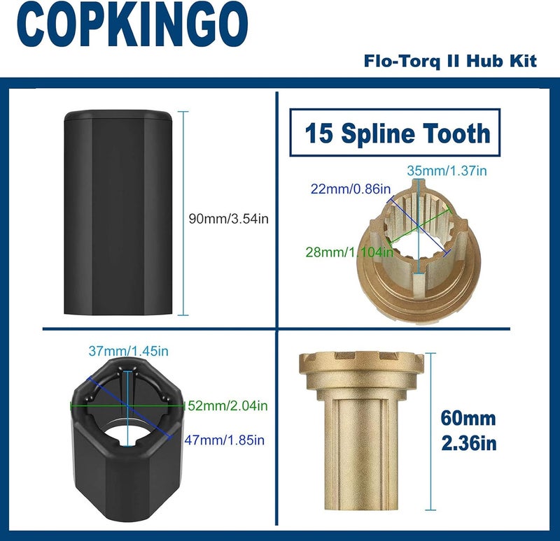 COPKINGO 835257Q1 Flo-Torq II Hub Kit for Mercury 60-300 HP Verado Mercruiser Alpha Bravo One Drives - Image 4