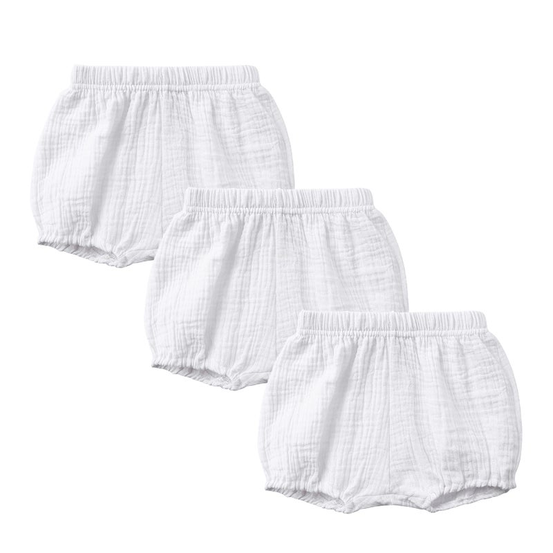 Durio 3 Pairs Baby Bloomers - Soft Diaper Covers for Toddler Girls Boys, Solid Baby Girl Shorts Cute Infant Newborn Underwear white*3 12-24 Months - Image 1
