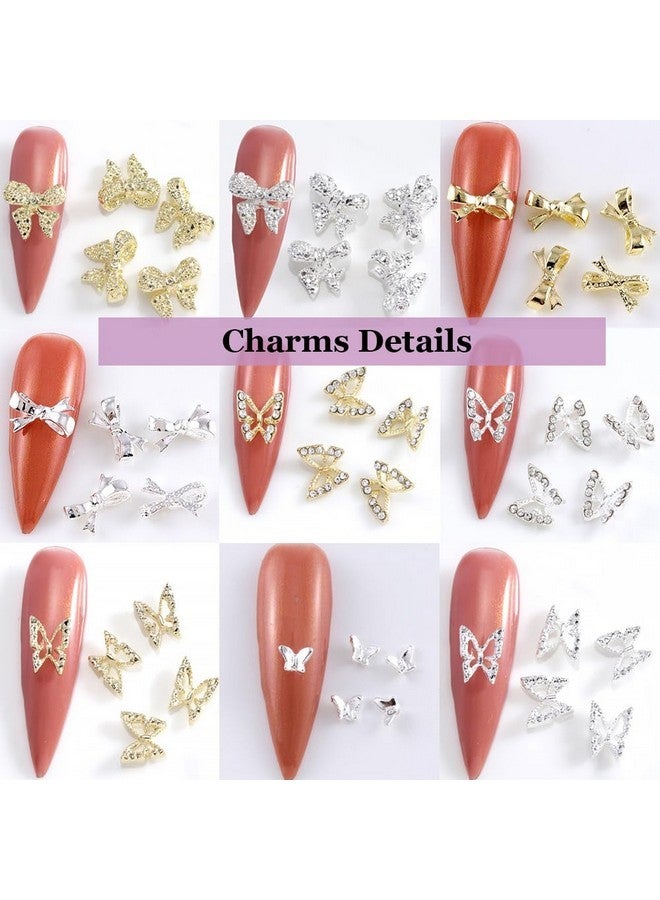 KACHIMOO 84 Pcs Butterfly Nail Charms Bow Nail Charms Silver And Gold Nail Charms Butterfly Charms For Nail Bow Charms For Nails Nail Charms And Gems For Women Nail Diy, Kachi-0168 - Image 3