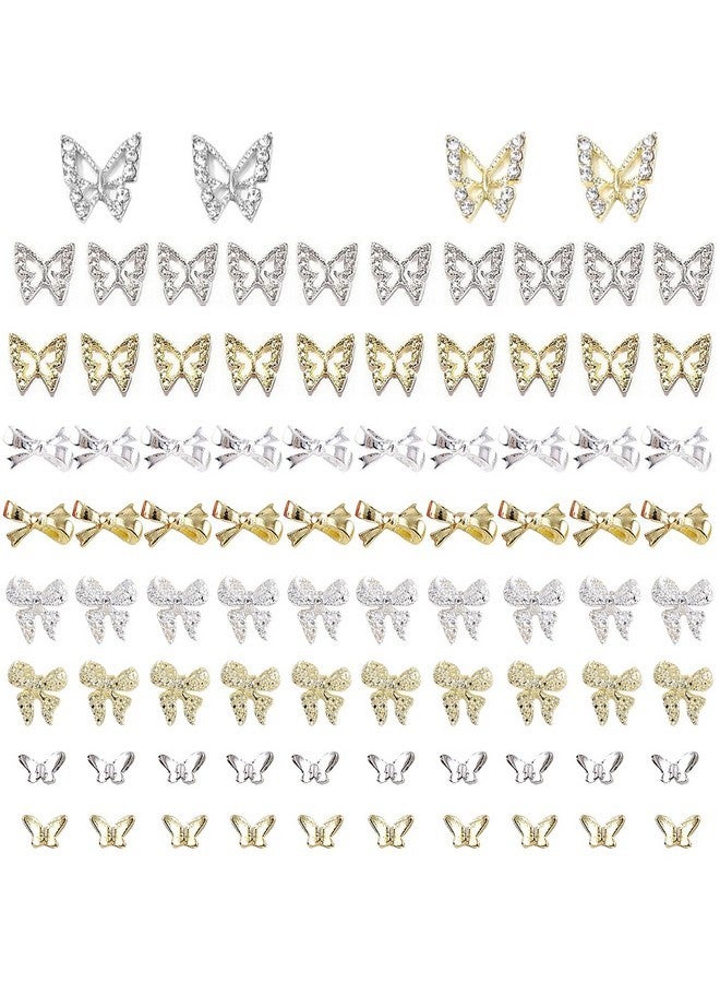 KACHIMOO 84 Pcs Butterfly Nail Charms Bow Nail Charms Silver And Gold Nail Charms Butterfly Charms For Nail Bow Charms For Nails Nail Charms And Gems For Women Nail Diy, Kachi-0168 - Image 1