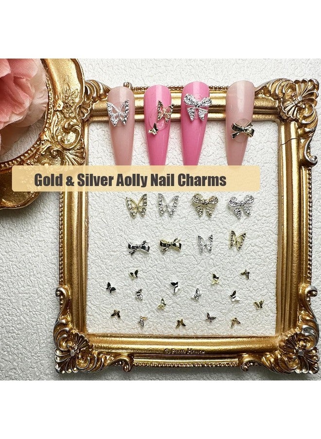 KACHIMOO 84 Pcs Butterfly Nail Charms Bow Nail Charms Silver And Gold Nail Charms Butterfly Charms For Nail Bow Charms For Nails Nail Charms And Gems For Women Nail Diy, Kachi-0168 - Image 4