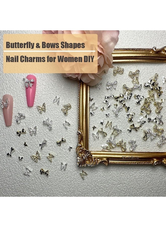 KACHIMOO 84 Pcs Butterfly Nail Charms Bow Nail Charms Silver And Gold Nail Charms Butterfly Charms For Nail Bow Charms For Nails Nail Charms And Gems For Women Nail Diy, Kachi-0168 - Image 5