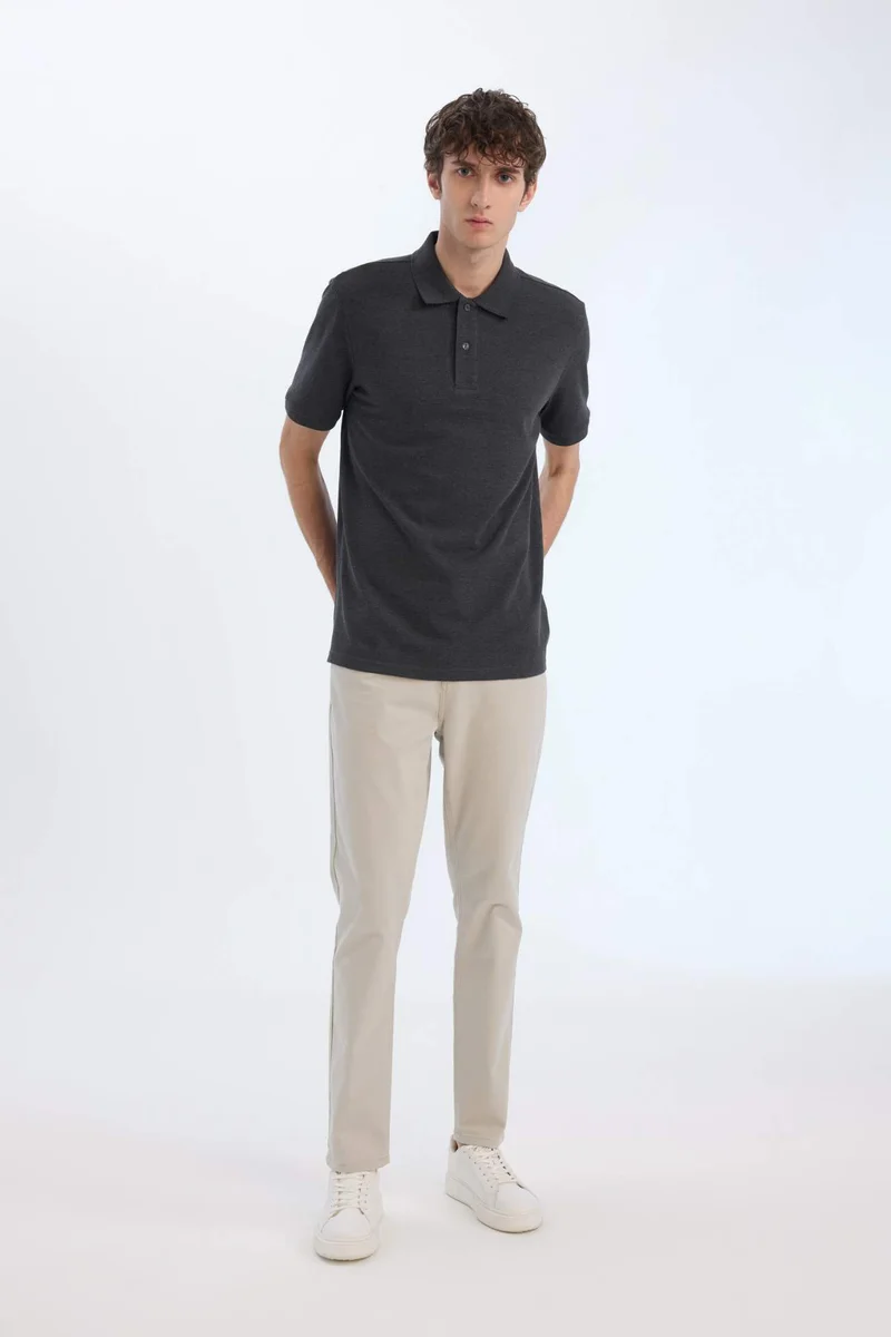 DeFacto Regular Fit Polo Collar Pique Short Sleeve Polo T-Shirt