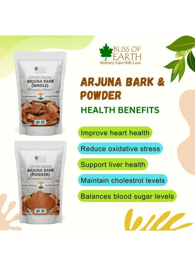 BLISS OF EARTH Arjuna Bark Whole, Natural Ayurvedic Herb, Heart Health Support,100gm - Image 2