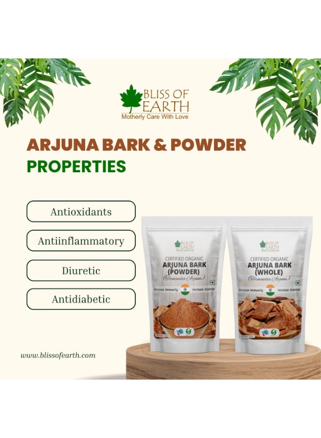 BLISS OF EARTH Arjuna Bark Whole, Natural Ayurvedic Herb, Heart Health Support,100gm - Image 5