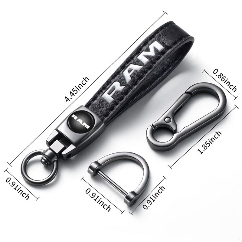 TACOMA Genuine Leather Car Keychain for Dodge RAM 1500 2500 3500 Key Chain for Men and Women Family Present Key Ring Accessories(Black) - Image 5