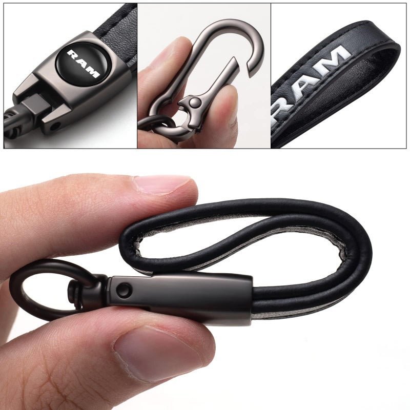 TACOMA Genuine Leather Car Keychain for Dodge RAM 1500 2500 3500 Key Chain for Men and Women Family Present Key Ring Accessories(Black) - Image 4