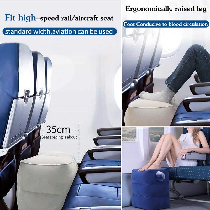 ZIQIAN Inflatable Travel Foot Rest Pillow Portable Inflatable PushType Pillow for Foot Rest on Airplanes Cars Buses Trains Office Kids to Sleep on Long Flights Blue - Image 4