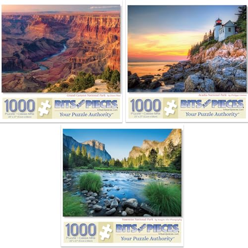 Bits and Pieces Value Set of 31000 Piece Jigsaw Puzzles for Adults National Park Puzzles Grand Canyon Yosemite Acadia Completed Sizes 20 x 27 - Image 1