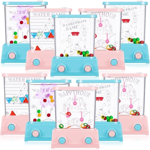 Sumind 10 Pcs Handheld Water Game for Kids Easter Basket Stuffers Mini Water Ring Toss Basketball Hoop Toy 90s Retro Mini Games for Goodie Bag Birthday Return Gifts Lively StylePastel - Image 1