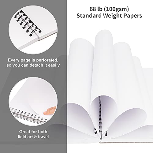 FIXSMITH 9"X12" Sketch Book | 200 Sheets (68 lb/100gsm) Sketchbook| 2 Pack (100 Sheets Each) |Acid Free Drawing Paper | Spiral Bound Sketchpad for Beginners,Artists & Professionals | Bright White - Image 4
