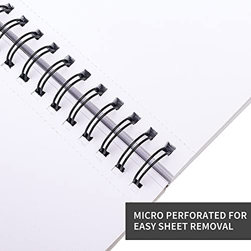 FIXSMITH 9"X12" Sketch Book | 200 Sheets (68 lb/100gsm) Sketchbook| 2 Pack (100 Sheets Each) |Acid Free Drawing Paper | Spiral Bound Sketchpad for Beginners,Artists & Professionals | Bright White - Image 5