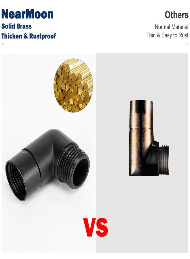 NearMoon Shower Elbow Adapter, Solid Brass 1/2" Shower Arm Extension for Connecting Shower Head, 90 Degree (Matte Black) - Image 5