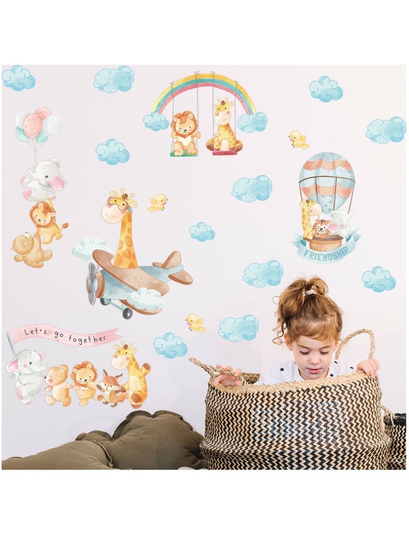 Bluejw Cartoon Animal Cloud Hot Air Balloon Decorative Wall Stickers Perfect For Kids' Bedrooms And Nurseries  - Image 4