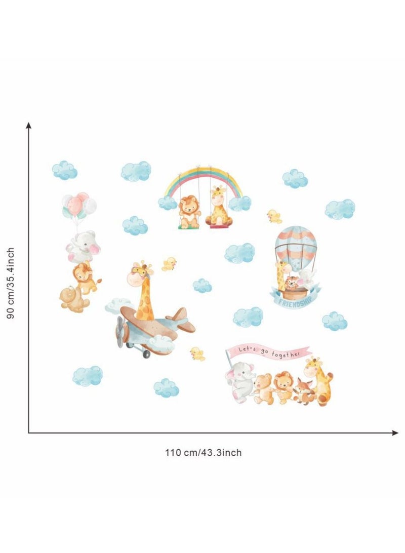 Bluejw Cartoon Animal Cloud Hot Air Balloon Decorative Wall Stickers Perfect For Kids' Bedrooms And Nurseries  - Image 2