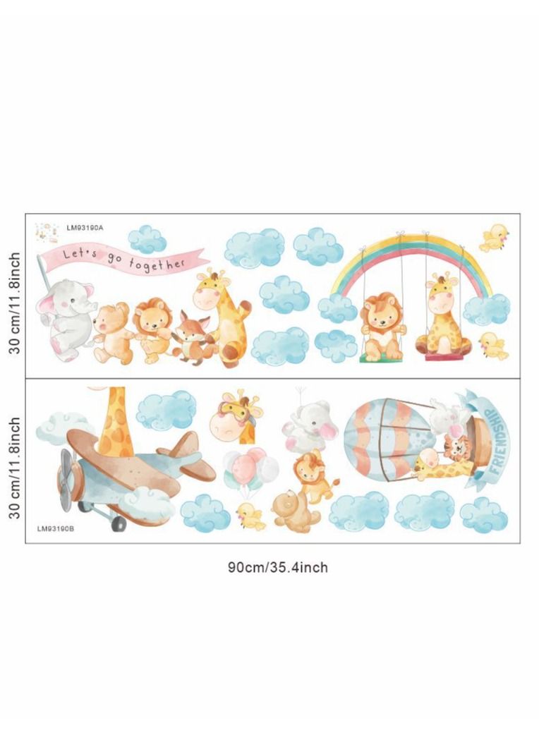Bluejw Cartoon Animal Cloud Hot Air Balloon Decorative Wall Stickers Perfect For Kids' Bedrooms And Nurseries  - Image 3