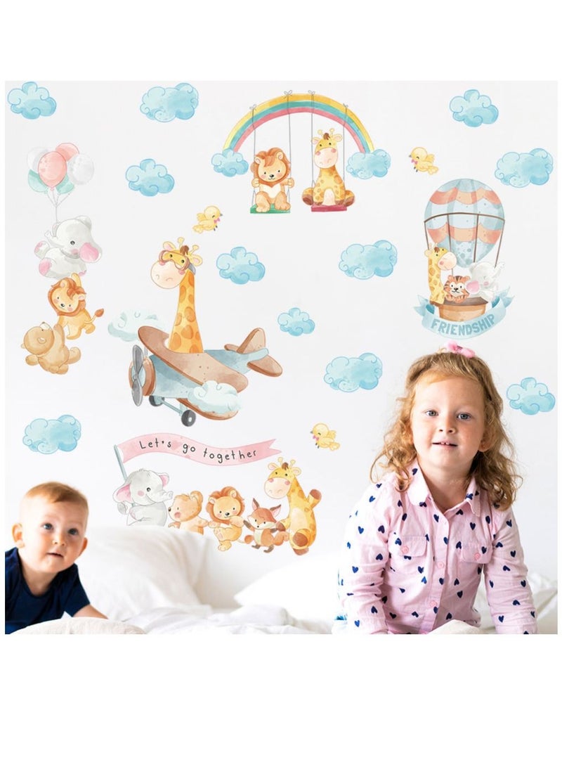 Bluejw Cartoon Animal Cloud Hot Air Balloon Decorative Wall Stickers Perfect For Kids' Bedrooms And Nurseries  - Image 5