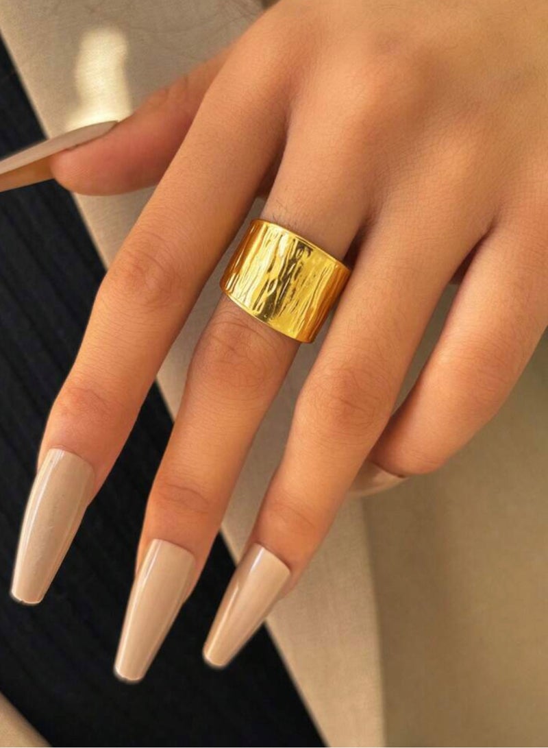 Casual collection Stylish & Elegant Stainless Steel Gold Plated Ring For Women One Size - Image 1