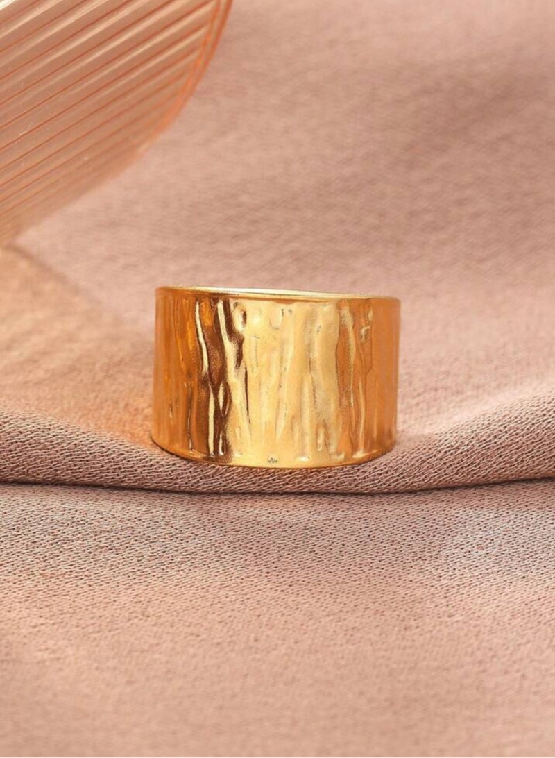 Casual collection Stylish & Elegant Stainless Steel Gold Plated Ring For Women One Size - Image 3