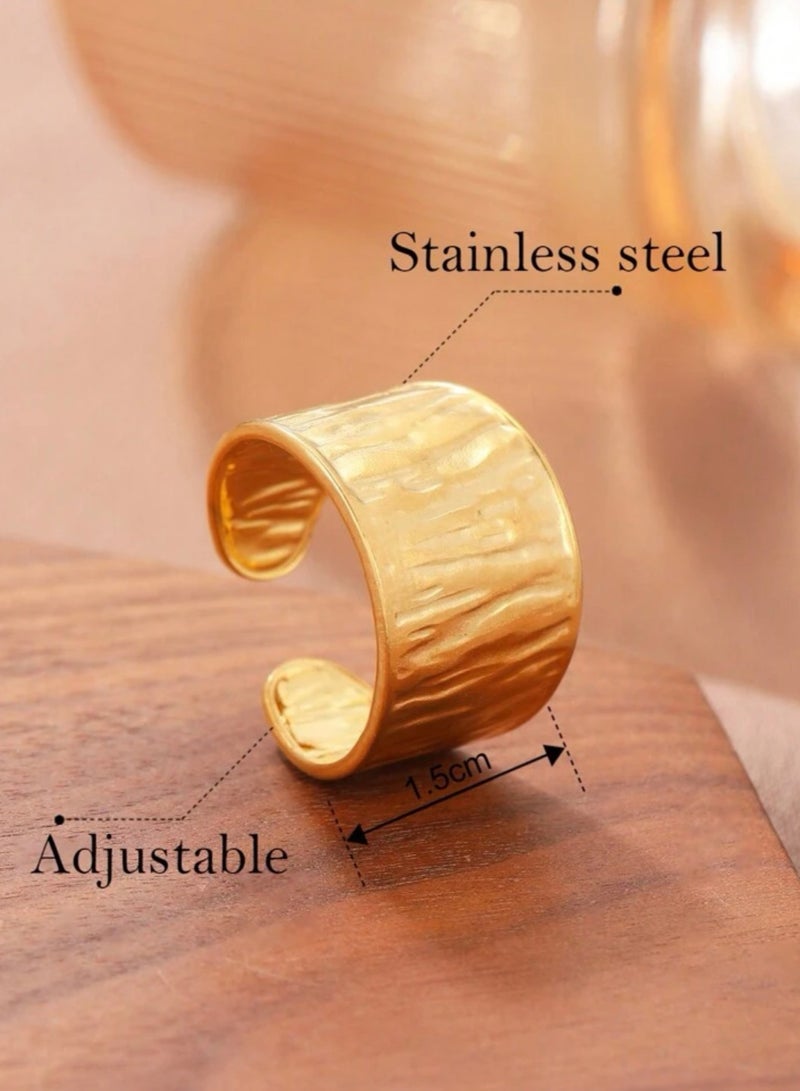 Casual collection Stylish & Elegant Stainless Steel Gold Plated Ring For Women One Size - Image 5