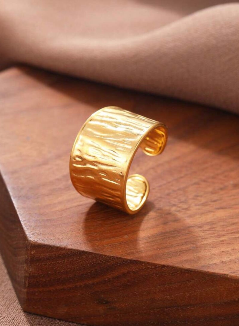 Casual collection Stylish & Elegant Stainless Steel Gold Plated Ring For Women One Size - Image 2
