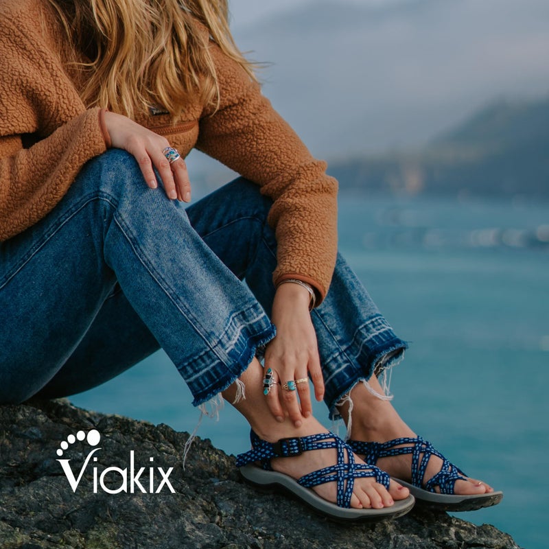 Viakix Womens Walking Sandals: Cute Stylish Comfy Athletic Sport Outdoor Hiking Sandal for Trekking Water Wide Width Beach, Tempest 8 - Image 3