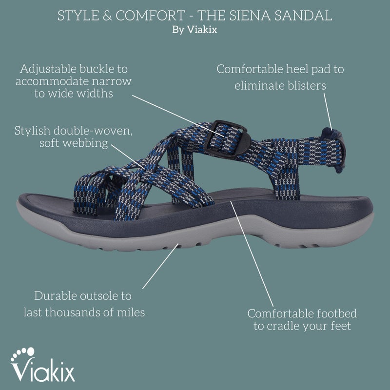 Viakix Womens Walking Sandals: Cute Stylish Comfy Athletic Sport Outdoor Hiking Sandal for Trekking Water Wide Width Beach, Tempest 8 - Image 4