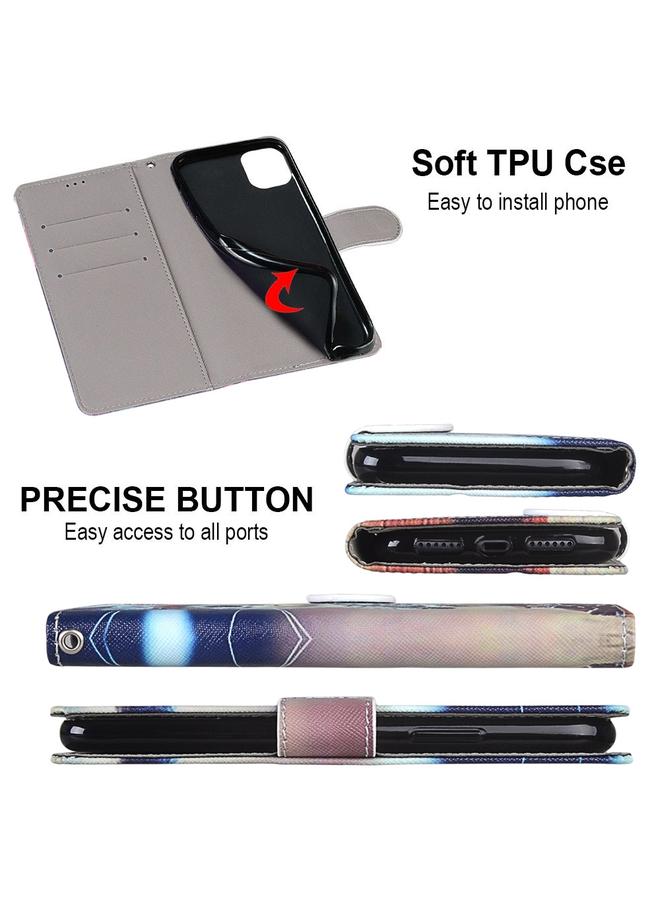 erorex Case For OPPO A93 5G / A93s 5G / A54 5G / A74 5G Coloured Drawing Cross Texture Horizontal Flip PU Leather Case with Holder & Card Slots & Wallet & Lanyard - Image 3