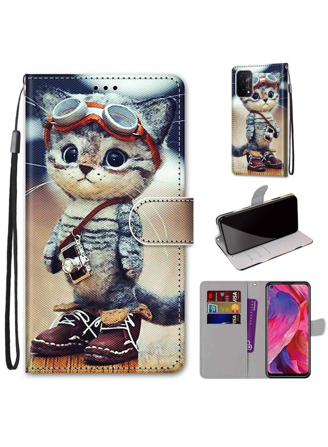 erorex Case For OPPO A93 5G / A93s 5G / A54 5G / A74 5G Coloured Drawing Cross Texture Horizontal Flip PU Leather Case with Holder & Card Slots & Wallet & Lanyard - Image 1