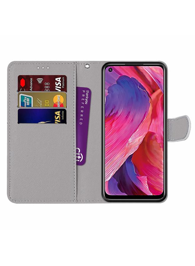 erorex Case For OPPO A93 5G / A93s 5G / A54 5G / A74 5G Coloured Drawing Cross Texture Horizontal Flip PU Leather Case with Holder & Card Slots & Wallet & Lanyard - Image 4