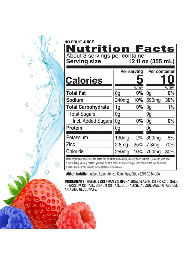 Pedialyte Electrolyte Water with Zero Sugar, Hydration with 3 Key Electrolytes & Zinc for Immune Support, Berry Frost, 1 Liter - Image 5