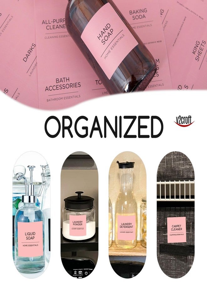 v2croft 144 PCS Minimalist Laundry Room Labels Set, Water Resistant Stickers,Water/Oil Resistant Stickers for Laundry Room, Linen Closet Home Bathroom and The Beauty Organization（Light pink) - Image 4