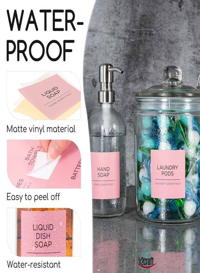 v2croft 144 PCS Minimalist Laundry Room Labels Set, Water Resistant Stickers,Water/Oil Resistant Stickers for Laundry Room, Linen Closet Home Bathroom and The Beauty Organization（Light pink) - Image 3