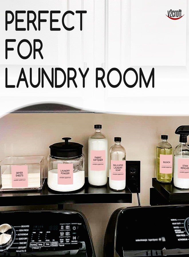 v2croft 144 PCS Minimalist Laundry Room Labels Set, Water Resistant Stickers,Water/Oil Resistant Stickers for Laundry Room, Linen Closet Home Bathroom and The Beauty Organization（Light pink) - Image 5