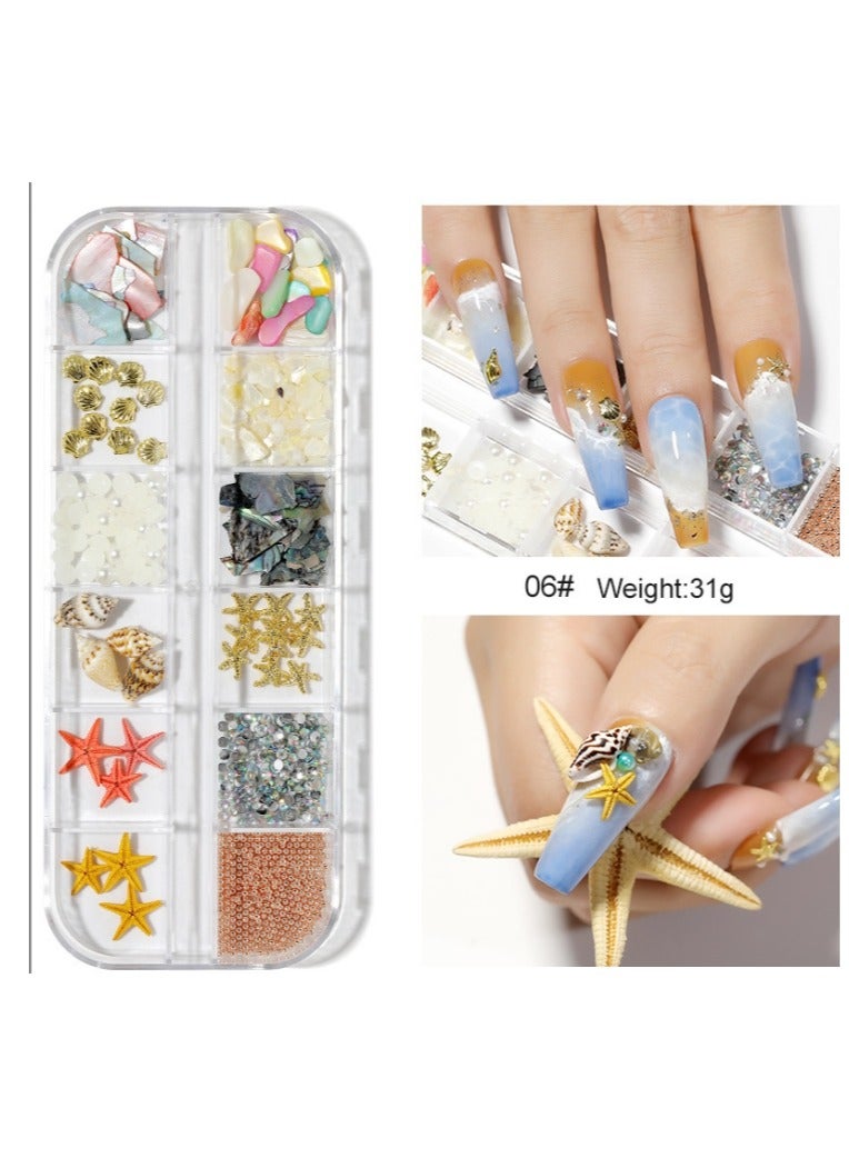 3D Nail Art Charms,  Nail Accessories for DIY Nail Designs, Ocean Themed Shell Starfish decorationsCute Rhinestones for Women & Girls, Ideal for Nail Decoration Supplies