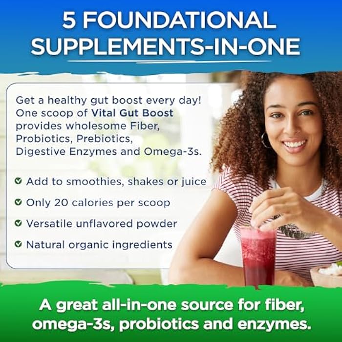 Vital Planet - Vital Gut Boost Powder by Brenda Watson, PBS Gut Check Hope Supplement with Fiber 35, Omega 3 Oil, Probiotics, and Digestive Enzymes, 8.1oz, 230 Grams, 30 Servings - Image 5