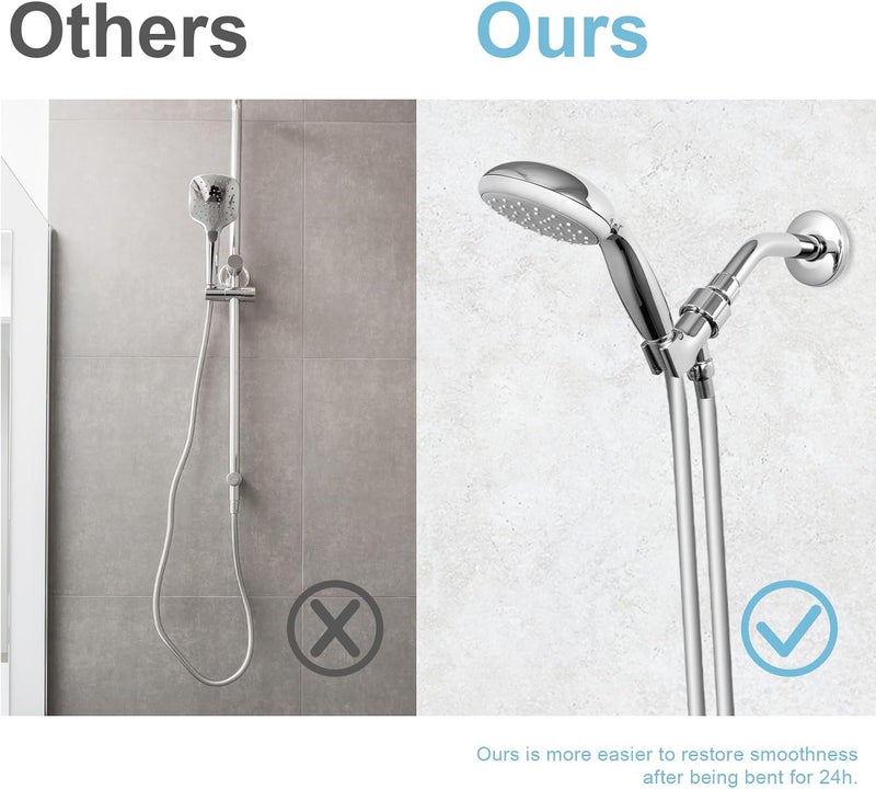 Offo Ultra-Flex Shower Hose, 100 in Premium RV PVC Handheld Shower Head Hose Flex Hoses Extension with Brass Insert and Nut for Bathing Pet Bathing, Silver Gray - Image 2