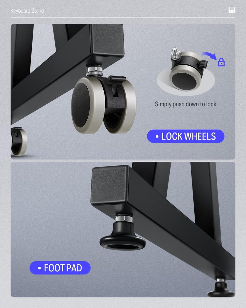 Donner Keyboard Stand, Z-style Heavy-Duty Piano Stand, Adjustable and Portable Piano Keyboard Stand, Suitable for 54, 61 and 88 Keys Electric Keyboards Digital Pianos - Image 2