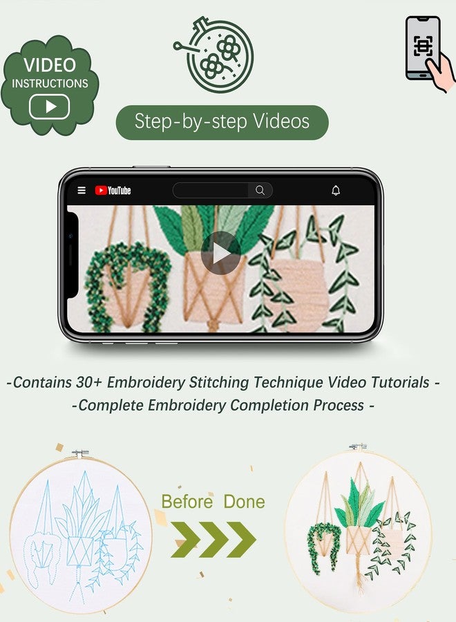 Santune 3 Pack Embroidery Kit for Beginners, Needlepoint Cross Stitch Kits for Adults,Needle Point Sets with Stamped Wild Flower Pattern Stitch Video Tutorial - Image 2